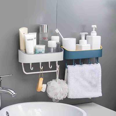 2in1 Bathroom Shelf Organiser+Towel Hanger