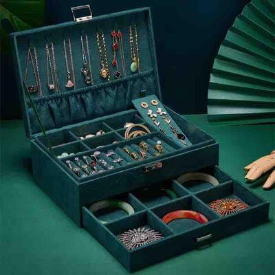 3 Layer Valvet Jewellery Organiser (Green)