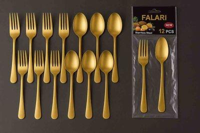 1716 Golden Premium Spoon & Fork Set (Big Size)