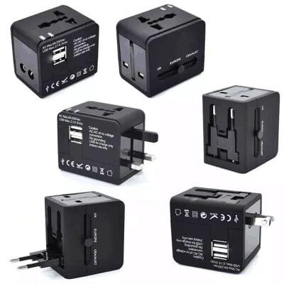 INTERNATIONAL TRAVEL ADUPTER WITH DOUBLE USB (2.1AMP)