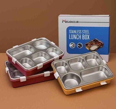 Mega 5 Section Steel Lunch Box