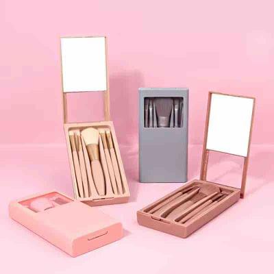 5Pcs Makeup Brush + Mirror Set (Imported)