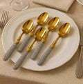 6 Pcs Fancy Golden Spoon Set (Imported)