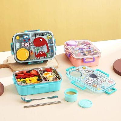 2579 3 Section Printed Steel Lunch Box (Imported)