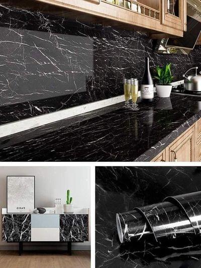 Self Adhesive Black Marbel Sticker Roll