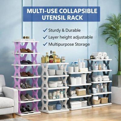 Creative 6 Layer Foldable Multitasking Shoe Rack