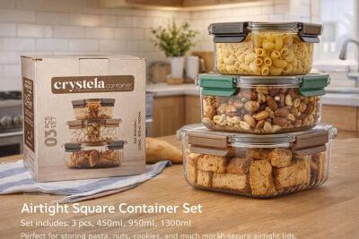 3pcs Set Crystela Container (Premium Quality)