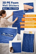 Self Adhesive 3D PE Foam Bricks Sheet (Dark Blue) 70*77cm