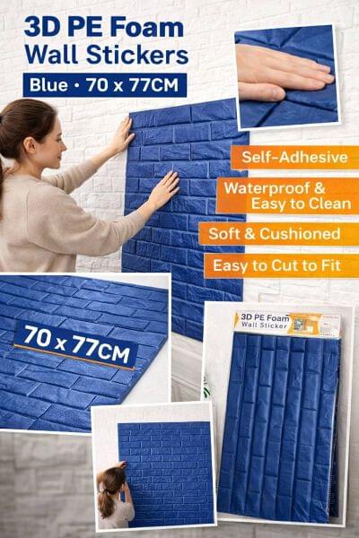 Self Adhesive 3D PE Foam Bricks Sheet (Dark Blue) 70*77cm
