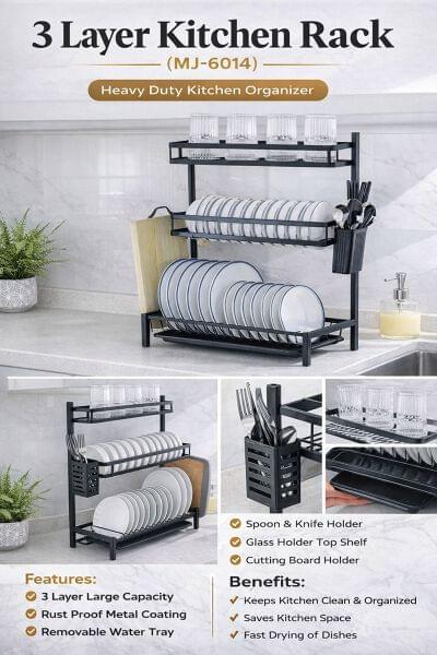 MJ-6014 3 Storey Kitchen Storage Rack
