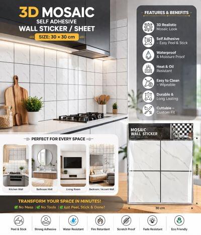 3D Mosaic Self Adhesive Sheet Or Sticker (DC-004)