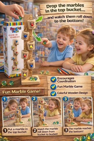 Wooden Clown Barrel Ball Game (Imported)