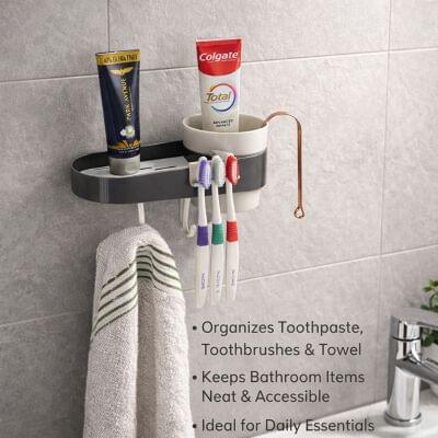 3166 Wall Mounted Toothbrush & Multi Use Shelf