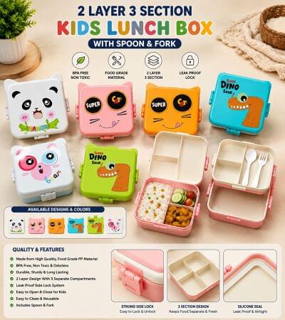 Mix Printed Dino Plastic Lunch Box