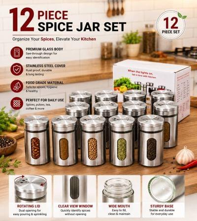 1369 Glass + Steel Salt or Pepper Dispenser